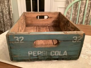 Very Rare Baby Blue Vintage Pepsi Cola Wood Soda Pop Crate’72 Charleston SC 3