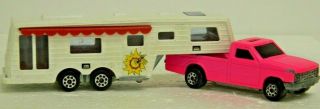 Vintage Majorette Camping Car With 5th Wheel Trailer Please See All Picks Nice\\