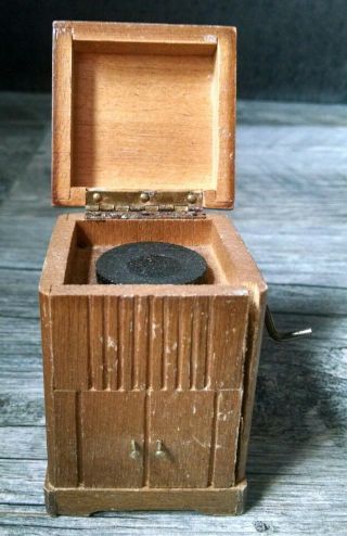 Dollhouse Miniature Record Player In Wood Cabinet