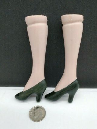 Porcelain Doll Parts Two Matching Legs Painted Black Heels Approx 3.  5 " Long