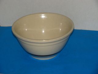 Antique Mc Coy Ovenware 10 Pottery 10 " Mixing Bowl.  Cream With Brown Stripes.  Mi