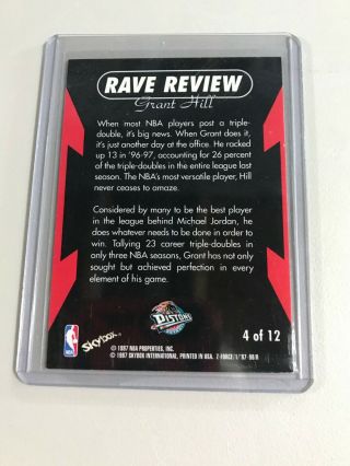 GRANT HILL - 1997 - 98 SKYBOX Z - FORCE - RAVE REVIEW 4 - RARE INSERT 2