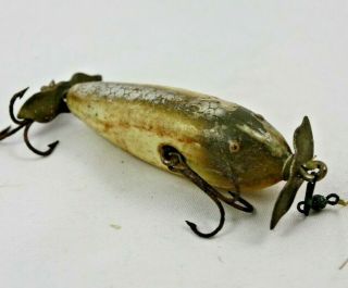 Vintage Creek Chub Injured Minnow Lure Baby Fish Hook Silver White