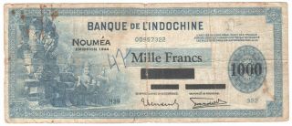 Caledonia 1000 Francs 1944 P - 47 Rare