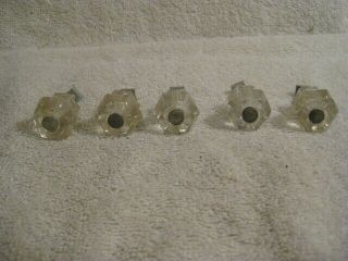 Set Of Five (5),  Vintage Crystal Clear Glass Drawer/cabinet Pulls,  1 In X 1 In