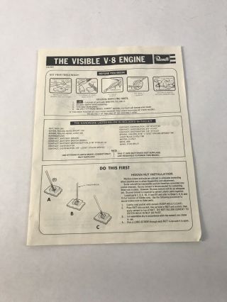 Instructions For Assembling 1977 Revell Visible V - 8 Engine Model F1