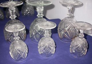 6 Antique Eapg Glass Pennsylvania Balder 3 Cordial & 3 Wine / Goblet 1890s