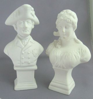 Vintage Rudolf Kammer Volkstedt Napoleon Josephine Porcelain Figural Busts Mini