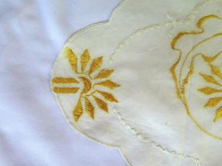 Antique early 1900 ' s Oval Silk Embroidery in Gold Color 11 x 26.  25 