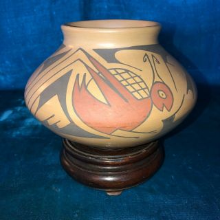 Rare Vintage Mata Ortiz 5 " Pot Rafael Silveira Geometric Mexico Hand Pottery