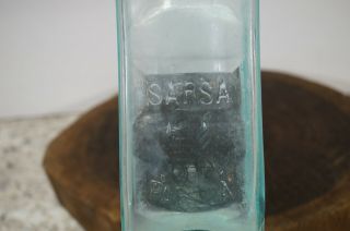 Antique Hood ' s Sarsaparilla Apothecaries Glass Bottle Lowell Mass 9 