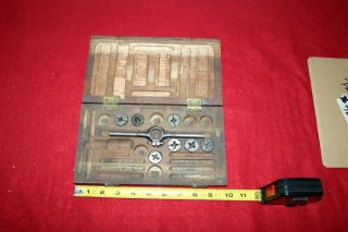 Antique Wiley & Russell Mfg.  Tap and Die Set in Wood Storage Case 2