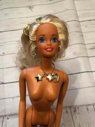 1991 Sun Sensation Barbie Doll Only Mattel Dazzling Jewelry Necklace Earrings