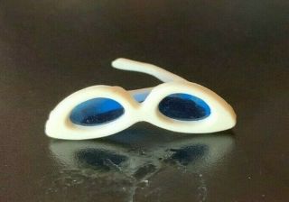 Vintage Barbie White Cat Eye Sunglasses With Blue Lenses,  Wow
