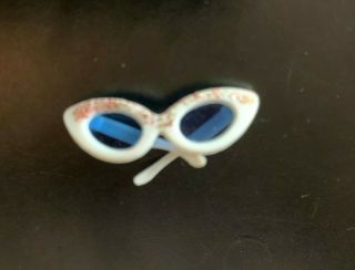 Vintage Barbie Cat Eye Sunglasses White With Glitter,  Wow