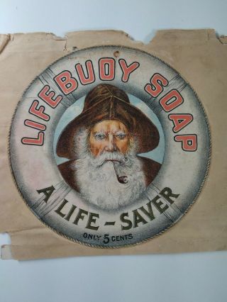 Lifebuoy Soap Antique Victorian Trade Card Ad Round Life Preserver Pipe Rare HTF 2