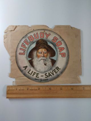 Lifebuoy Soap Antique Victorian Trade Card Ad Round Life Preserver Pipe Rare HTF 3