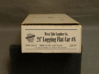 FMW West Side Lumber Log Car 8 Rare.  Out of Production (O,  On3,  On30) 2