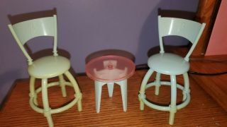 Vintage Barbie Table And Chairs Set 2 Chairs,  1 Table