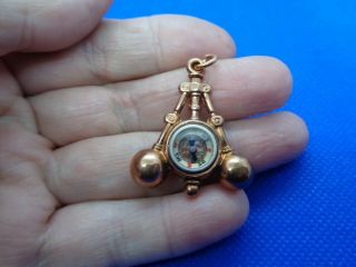 RARE VINTAGE ANTIQUE ROLLED GOLD COMPASS PENDANT FOB - KOPPO 3