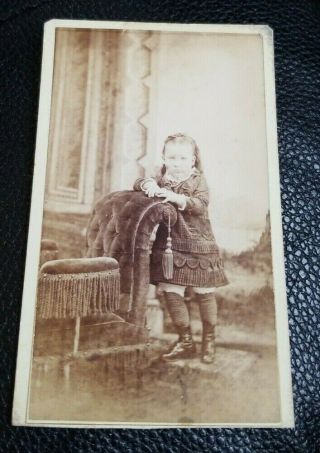 Antique Cabinet Card Photograph Portrait Little Girl Standing C.  O.  Nye.  Hudson Mi