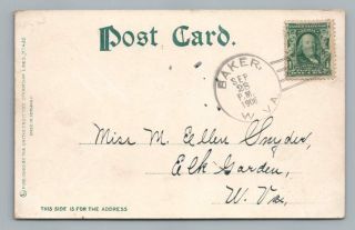 Baker West Virginia Antique Hardy County Wv Postal Cancel 1908
