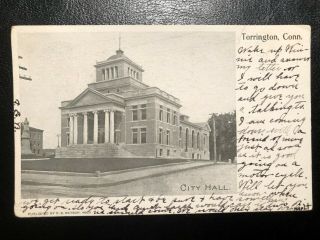 Antique Postcard C1906 City Hall Torrington,  Ct (21761)
