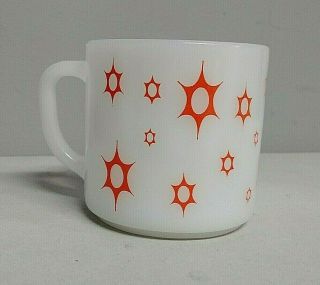 Vintage Orange Atomic Starburst Star Federal Mug Milk Glass Very Rare