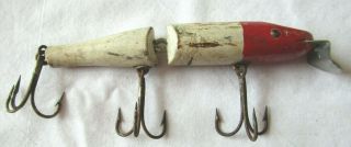 Vintage Jointed Wood Glass Eyes Fishing Lure 7 "