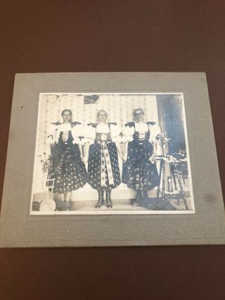 Antique 1900s Cabinet Photo 3 Women In German Costume Traditional Dress