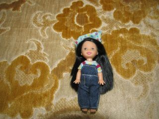 Vintage Kelly W Jet Black Hair Barbie Doll With Clothes & Hat Mattel