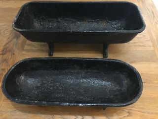 Rare Antique Small Cast Iron Feed Troughs 16” & 14” Salesman Samples ? Unusual