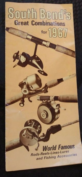 1967 South Bend Fishing Tackle Fold - Out Sales Brochure Lures Rods Reels