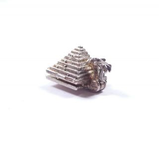 Rare Vintage Silver Chim Charm Egyptian Pyramid Opens To Well 925 Sterling 4g