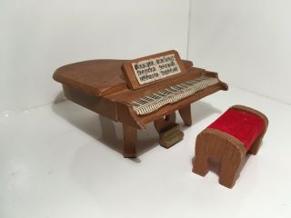 Vintage Dollhouse Miniatures Wooden Piano & Seat 30