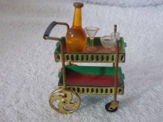 Vintage Miniature Dollhouse Petite Princess Brass Serving Tea Cart