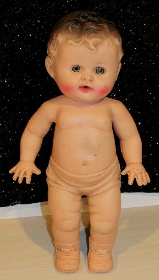 1950s Vintage Tod - L - Tot Sun Rubber Baby Doll 10 " W/ Squeaker Adorable