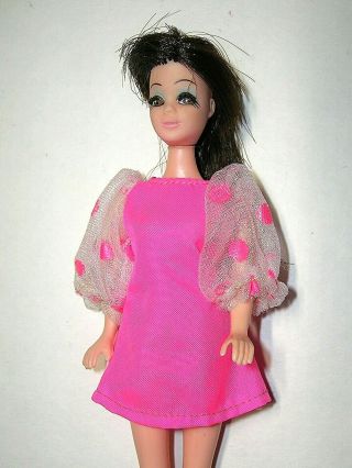 Vintage Dawn Dancing Angie Doll W/ Pink Outfit Topper 6 "