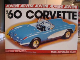 Revell / Advent 1960 Chevrolet Corvette Model Kit 3104 1/25 Scale Opened