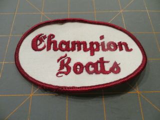 Vintage Fishing Patch - Champion Boats (red) - 4 X 2 1/2 Inch