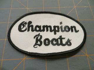 Vintage Fishing Patch - Champion Boats (black) - 4 X 2 1/2 Inch