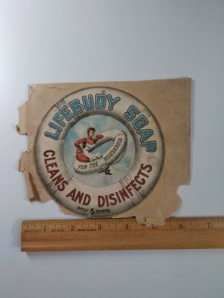 Lifebuoy Soap Antique Victorian Trade Card Ad Round Life Preserver Lady Rare HTF 3