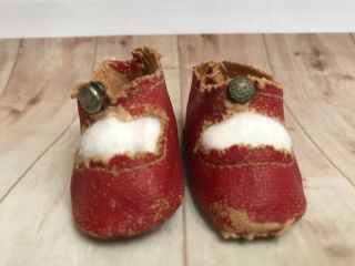 Vintage Doll Shoes 2.  25” Red Snap Closure