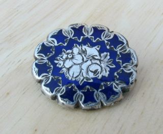 Rare Antique Victorian Silver And Enamel Rose Sweetheart Brooch