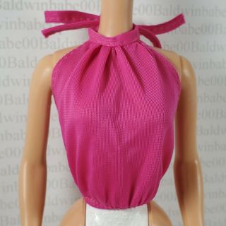 Top Mattel Barbie Doll Vintage Superstar Era Pink Halter Shirt Blouse Accessory