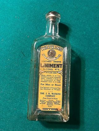 Antique Watkins Liniment Medicine Bottle With Label
