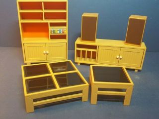 Tomy Smaller Homes & Garden Dollhouse Furniture Stereo Cabinet,  Bookcase,  Tables