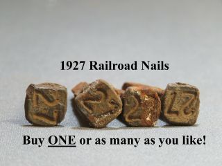 1927 Railroad Steel Dated 27 Antique Date Spike Nail Train Tie Marker L27a
