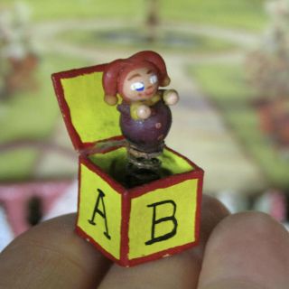 Artisan Dollhouse Jack In The Box Nursery Toy Vtg Miniature Handmade Artist Made