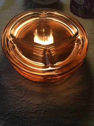 Vintage Rare Pink Depression Glass Divided Cafeteria Lunch Plates (6)